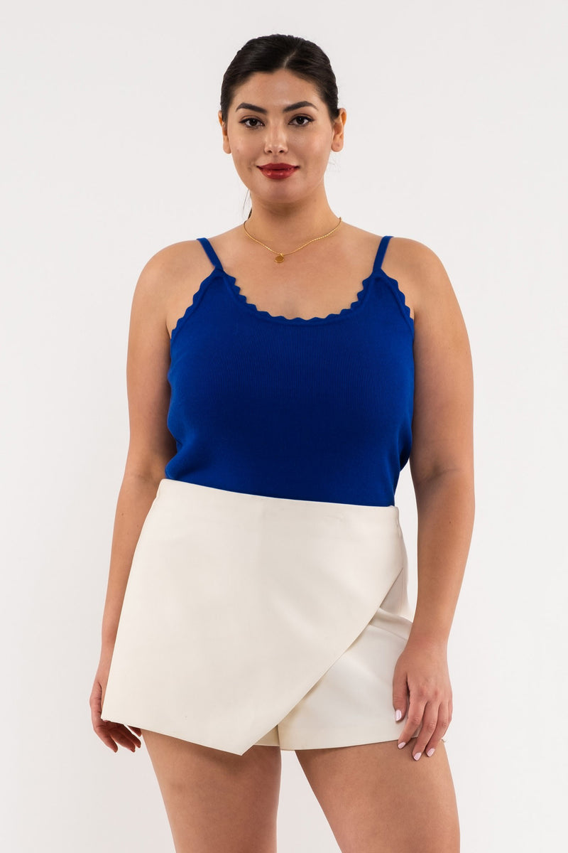 Scallop Detail Cami (Plus Size - Royal Blue)