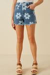 Bold Floral Print Denim Shorts