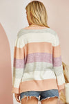 Balloon Sleeve Color Block Sweater (Plus Size)