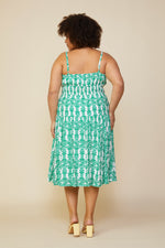 Sleeveless Printed Smocked Waist Dress (Plus Size)