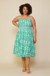Sleeveless Printed Smocked Waist Dress (Plus Size)