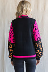 Colorblock Leopard Print Knit Sweater (Plus Size)