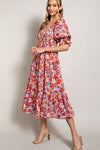 Smocked Top Floral Print Tiered Maxi Dress