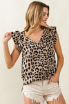 Leopard Print Ruffle Sleeve Top