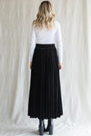 Elastic Waist Velvet Maxi Skirt (Black)
