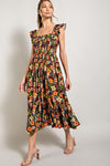 Ruffle Sleeve Smocked Top Maxi Dress