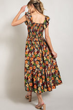 Ruffle Sleeve Smocked Top Maxi Dress