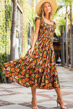 Ruffle Sleeve Smocked Top Maxi Dress