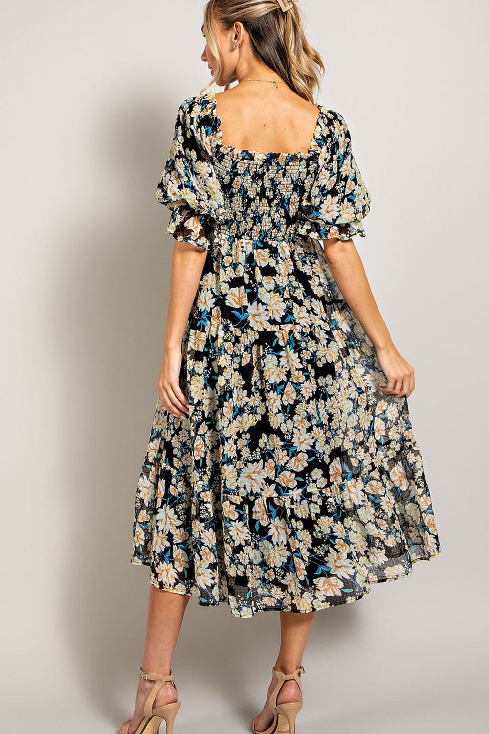 Smocked Top Short Sleeve Maxi Dress