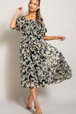 Smocked Top Short Sleeve Maxi Dress