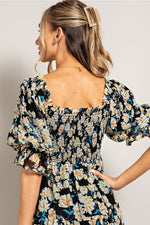 Smocked Top Short Sleeve Maxi Dress