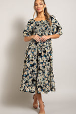 Smocked Top Short Sleeve Maxi Dress