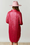Fuchsia Sequin Shirt Dress