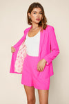 Long Sleeve Welt Pocket Blazer (Hyper Pink)