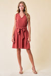 Frill Trim Tie Belt Dress