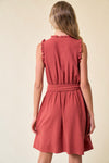 Frill Trim Tie Belt Dress