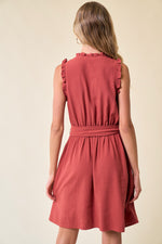 Frill Trim Tie Belt Dress