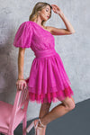 One Shoulder Pink Pouf Dress