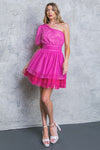 One Shoulder Pink Pouf Dress