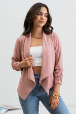 3/4 Ruched Sleeve Blazer (Dusty Pink)