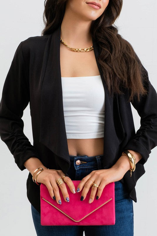 3/4 Ruched Sleeve Blazer (Black)