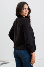 3/4 Ruched Sleeve Blazer (Black)