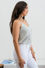 V-Neck Speckled Cami (Light Sage)