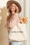 "Coffee & Dogs" Canvas Tote Bag
