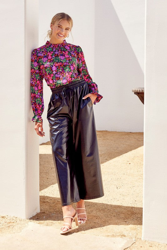 Floral Print Poet Sleeve Top