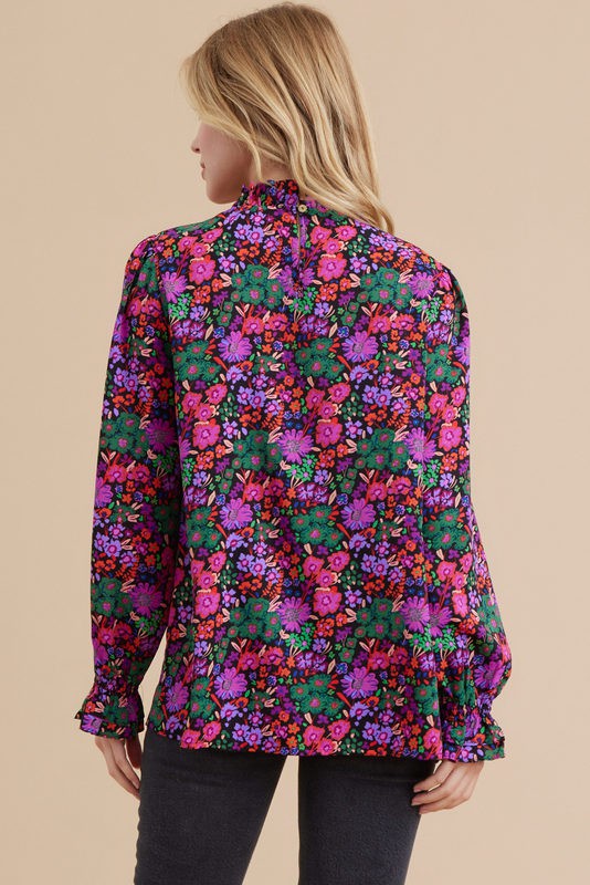 Floral Print Poet Sleeve Top
