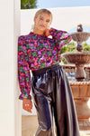 Floral Print Poet Sleeve Top