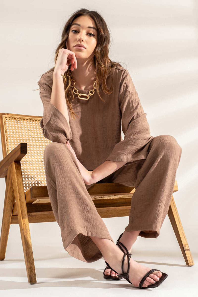 Lightweight High Rise Pants (Mocha)