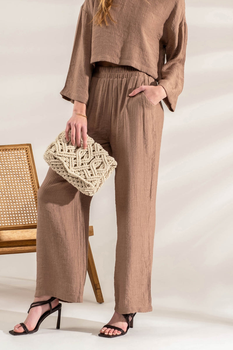 Lightweight High Rise Pants (Mocha)
