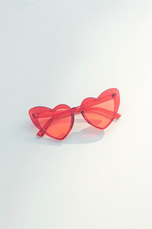 Glitter Heart Sunglasses (Red)