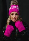 Pink Cable Knit Mittens