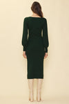 Long Sleeve Square Neck Sweater Dress (Green)