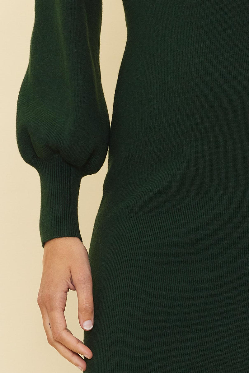Long Sleeve Square Neck Sweater Dress (Green)