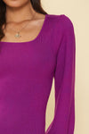Long Sleeve Square Neck Sweater Dress (Orchid)