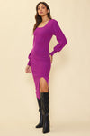 Long Sleeve Square Neck Sweater Dress (Orchid)