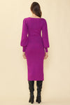 Long Sleeve Square Neck Sweater Dress (Orchid)