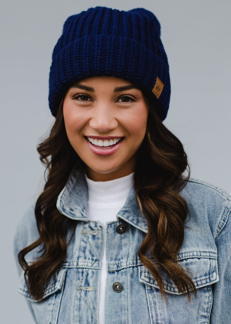 Navy Cuffed Knit Beanie