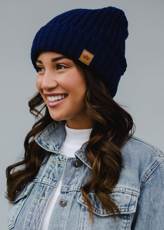 Navy Cuffed Knit Beanie