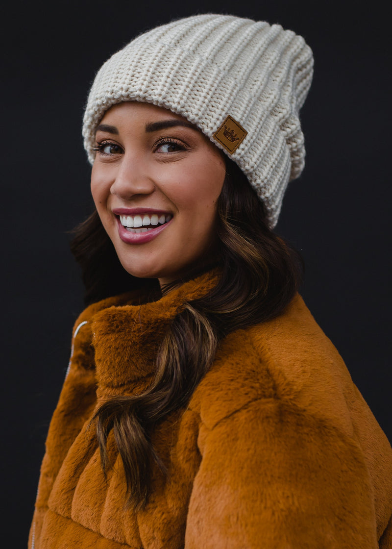 Ivory Cuffed Knit Beanie
