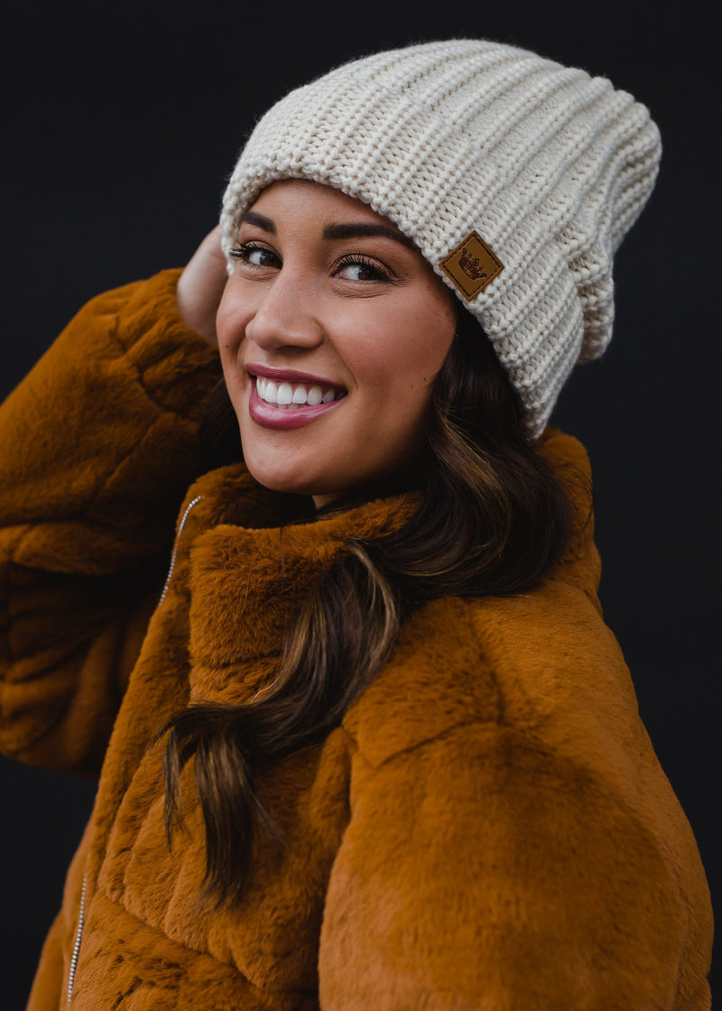 Ivory Cuffed Knit Beanie