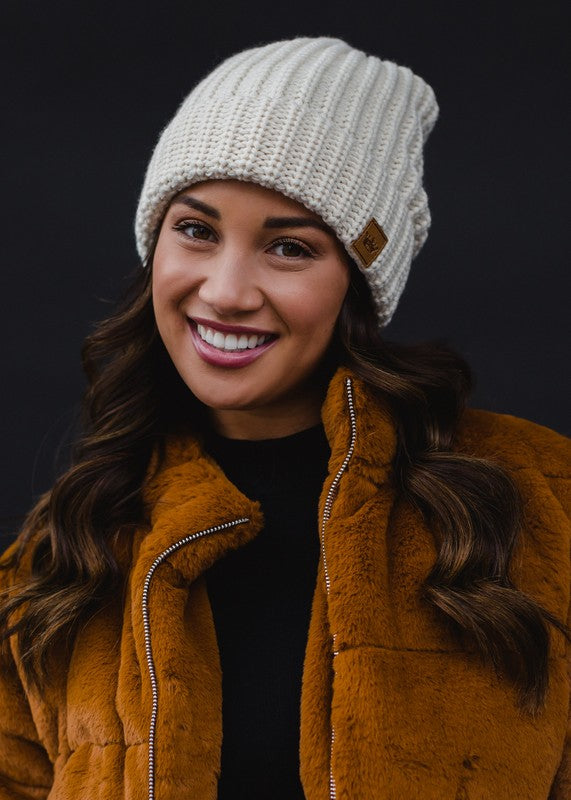 Ivory Cuffed Knit Beanie