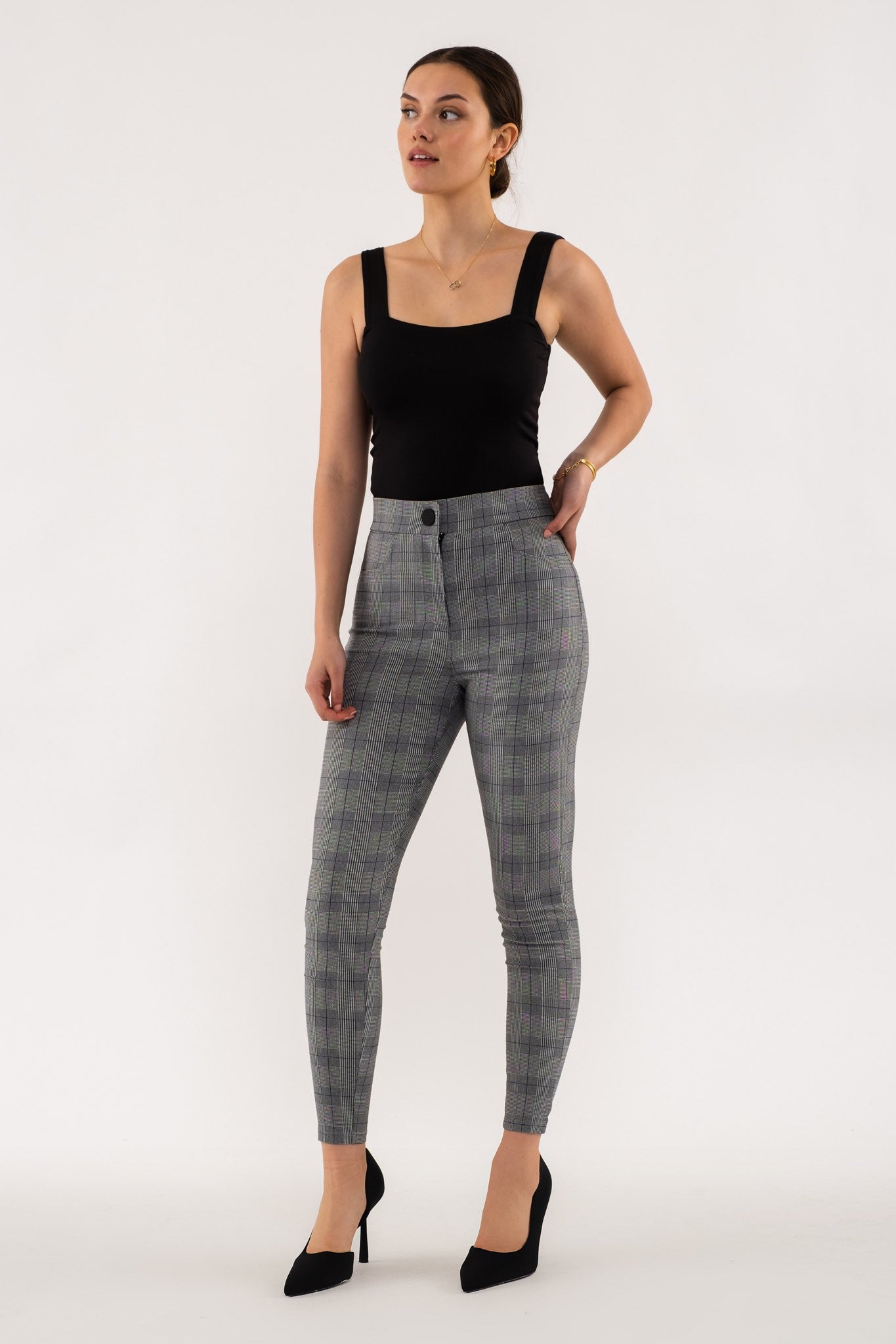 The Holtz High Waist Plaid Pants