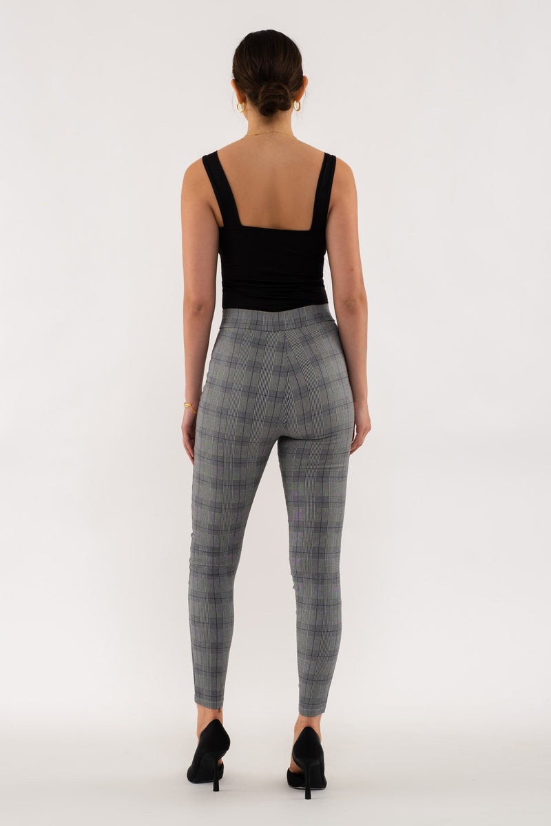 High Waist Plaid Skinny Pants