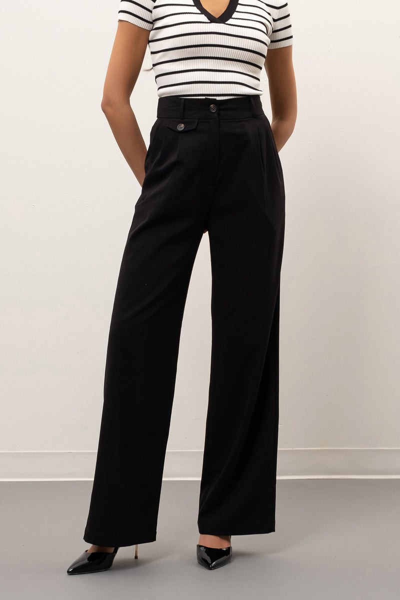 Wide Leg Trousers (Black)