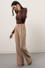 Wide Leg Trousers (Khaki)