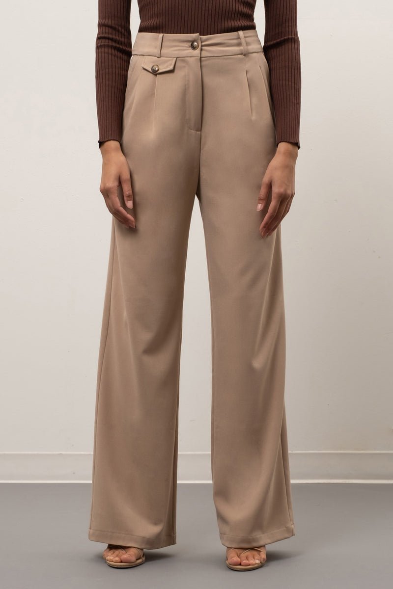 Wide Leg Trousers (Khaki)